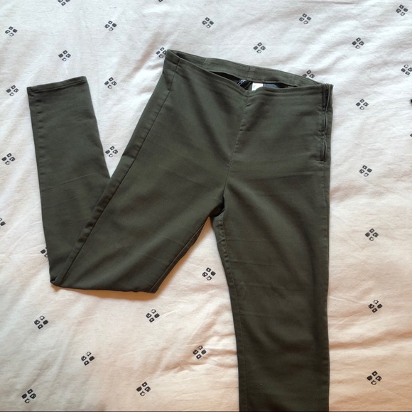 HM Olive Green Slim Fit Pants - Picture 2 of 6